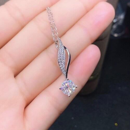 Simple 925 Sterling Silver Geometric Cut Sparkling Diamond Pendant Necklace for Women Wedding Engagement Jewelry silver necklace