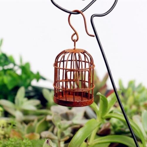 1:12 Scale Metal Bird Cage With Bird Birdcage Dollhouse Miniature Gold Tone
