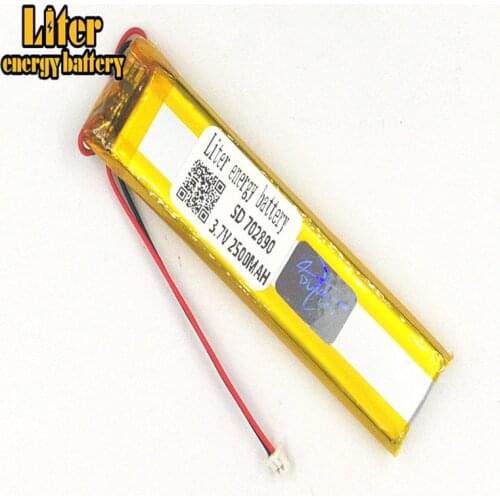 1.25MM 2pin connector 3.7 V 702890 2800mah e-books GPS PDA Car recorder Recreational machines li-ion rechargeable lipo battery