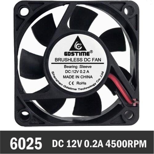 1PCS Gdstime DC 12V 6025s 6cm 60mm x60x25mm 2Pin Brushless PC CPU Computer Case Cooling Fan