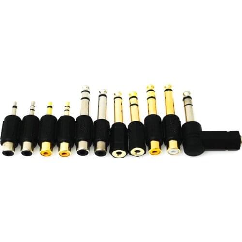 1PCS Gilded 6.35MM To RCA Jack Headphone Adaptor Connector Converter 6.3mm Audio Head Microphone Earphone Adapter