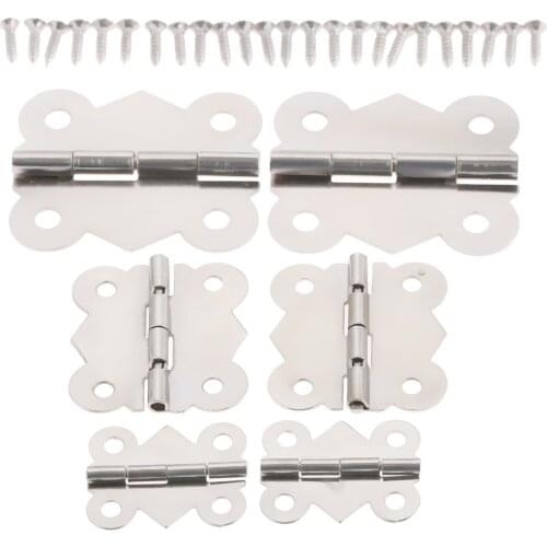 10/4Pcs Antique Cabinet Door Hinges 4 Hole Butterfly Furniture Jewelry Box Decorative Hinge Furniture Hardware Fittings & Screws