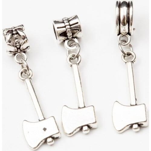 10pcs ax European Bead Vintage Silver Charms fit for pandora style Bracelets Necklace DIY Metal Jewelry Making JA600078