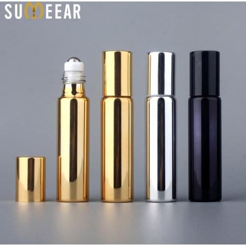 10ML Mini Portable Essential Oil Bottles UV Glass Refillable Perfume Bottle Travel Roll On Empty Essential Oil Roller Bottles