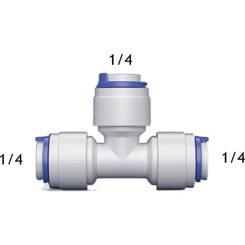 1/4" OD Tube Tee Type PE Pipe Fitting Hose Plastic Quick Connector Aquarium RO Water Filter Reverse Osmosis System