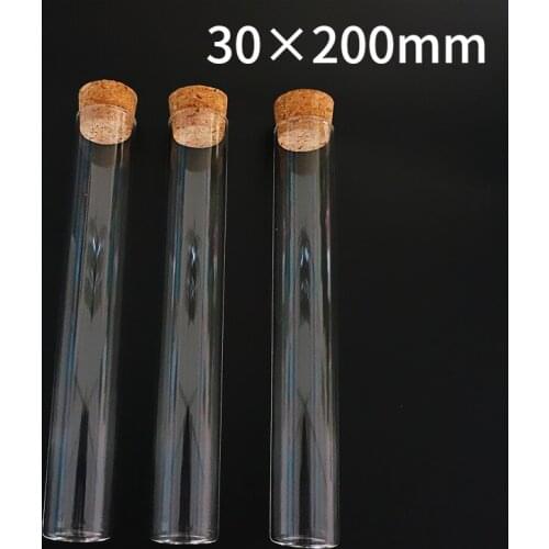 6pcs/lot 80ml 30x200mm Flat Bottom Tea Glass Test Tube Drosophila Vials Culture Tube With Cork Stoppers