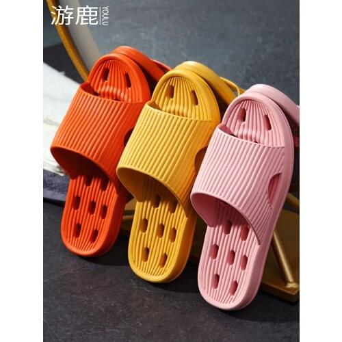 Free Shipping Laides New Summer Leaky Bathroom Shoes Soft Light EVA Integrated Slippers Non-Slip Couples Indoor Sandals