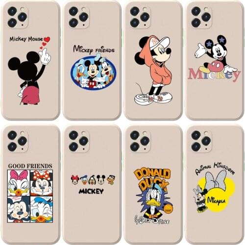 Disney mickey Anime Phone Case cover For iphone 12 Pro Max 11 8 7 6 S XR PLUS X XS SE 2020 mini cell shell milky white