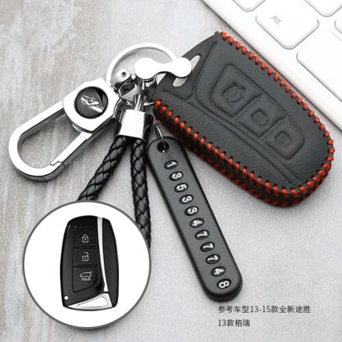 Genuine Leather Keyless Entry Smart Key Case Cover For Hyundai SantaFe/Equus/Azera/Genesis L110