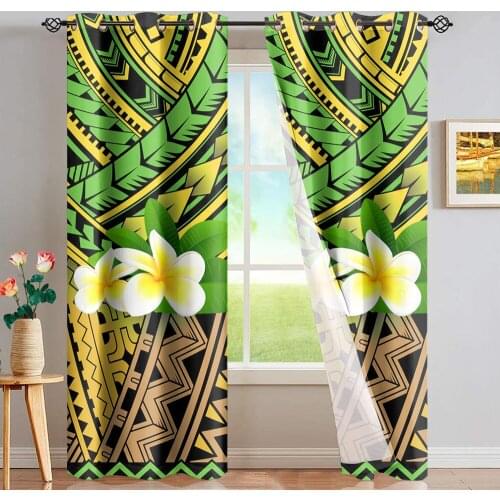 DARMIAN Hawaiin Tribe Plumeria Gradient Print Blackout Grommet Curtain Living Room Easy to Install Thermal Insulated Curtains