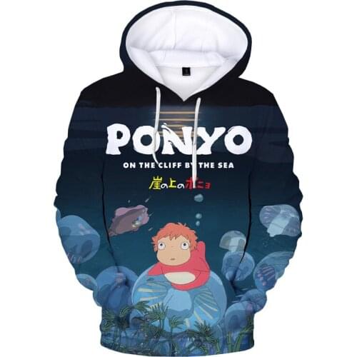 Kids Hoodie Anime Ponyo on the Cliff 3D Hoodie Sweatshirts Harajuku Streetwear Cartoon Hoodies Boys/girls Casual Cool Clothes
