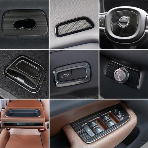 For Volvo XC60 2018-2020 Car Interior Door Handle Trim Window Lift Switch Panel Audio Speaker Sound Ring Water Cup Holder Frame