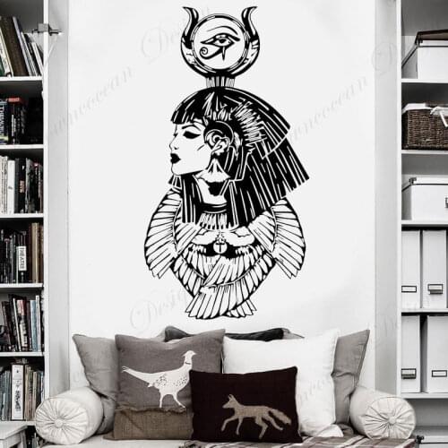 Egypt Culture Pharaohs Ancient Egyptian Queen Statues Vinyl Wall Decals Living Room Bedroom Stickers Wall Removable Murals A651