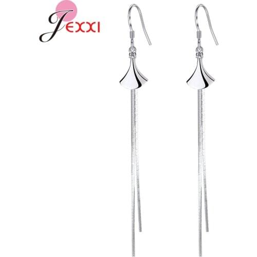 Elegant Fashion Women Jewelry 925 Sterling Silver Long Tassels Dangle Earrings For Women Girl Cubic Zircon Drop Earings Gifts