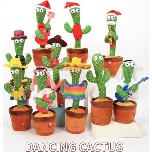 Electronic Dancing Cactus Toys Battery Singing Dancing Plush Doll Funny Christmas Gifts for Kids Education Toy Home Decoration