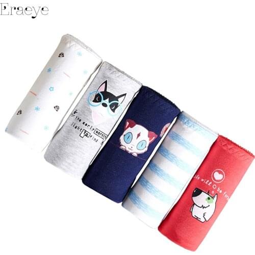 ERAEYE 5 Pieces Womens Cotton Butt Lifter Briefs Breathable Lingerie Cute Briefs Soft Retro Underwear Girls Underwear Panties