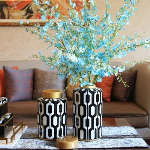 European Creative Living Room Ceramic Vase Floral Set Furnishings Home Model Room Porch Storage Tank Decorations