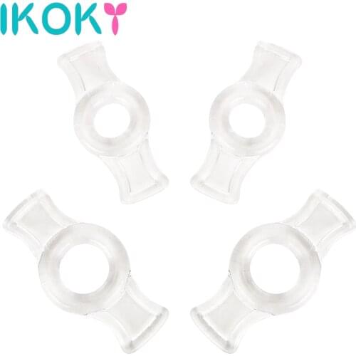 IKOKY 4pcs/set Delay Ejaculation Penis Ring TPE Cock Rings Sex Toys for Men Penis Enlargerment Adult Product Erotic Toys 4 Size