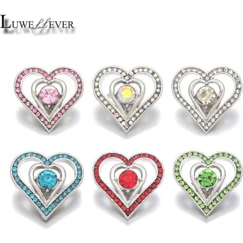 Heart Component w180 Crystal 18mm Metal Snap Button For Bracelet Necklace Interchangeable Jewelry Women Accessorie Findings