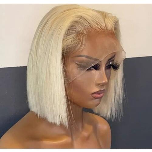 Luvin Short Bob Straight Frontal Wig Glueless Transparent 613 Blonde Lace Front Wigs Brazilian Human Hair For Black Women