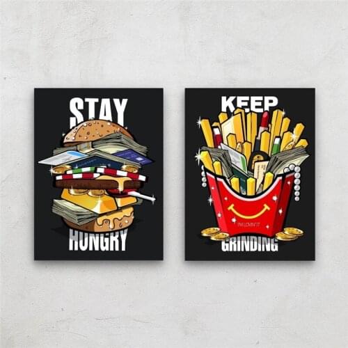 Wall Art Modular Hamburger Canvas Pictures Stay Hungry Home Decor Money Painting Prints Luxury Poster Living Room Cuadros Wall