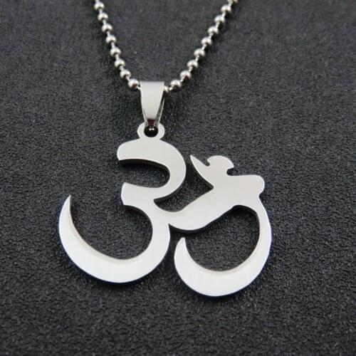 Stainless Steel Hinduism Yoga AUM OM Necklace Pendant For Men & Women Gift Jewelry Accossries