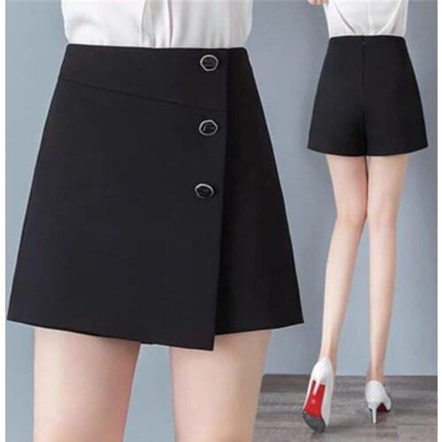 2021 Autumn Winter New Women Korean Fashion Solid All-match Single-breasted High Waist Bag Hip Skirt Shorts Plus Size 4XL Y657