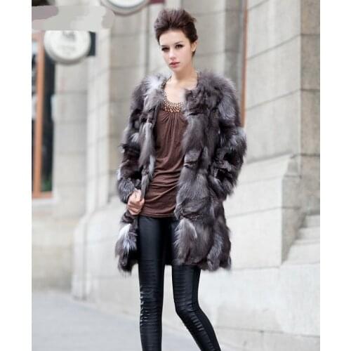 New genuine real natural fox fur coat womens fashion long jacket ladies Luxury winter outwear custom big size