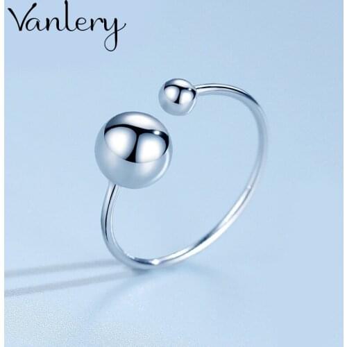 New Trendy Personality Punk Beads Ball Rings For Women Lady Resizable Size Rings Party Jewelry Charm Gifts
