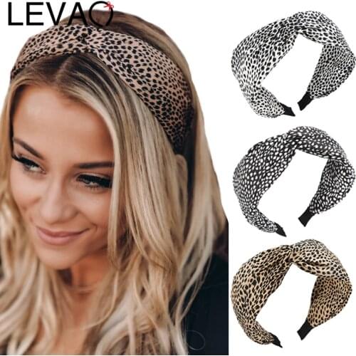 LEVAO 2021 New Leopard Hairband for Women Headwrap Dot Printing Wide Headband Hair Bezel Hoop Cross Headbands Hair Accessories