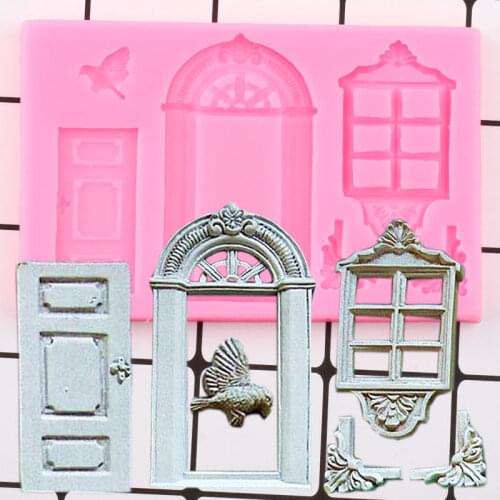 Window Door Frame Border Silicone Mold Birds Candy Chocolate Baking Molds Cupcake Topper Fondant Wedding Cake Decorating Tools