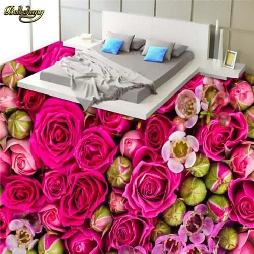 Beibehang Custom Photo Floor 3D Floor Painting Wallpaper A Beautiful Rose Sea Living Room 3D Floor Painting papel de parede