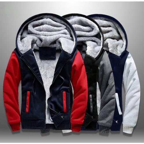Casual Mens Fleece Warm Hoodies Winter Outwear Thicken Jacket Men Slim Fit Zipper Hooded Hoody Man Streetwear Tracksuit Male