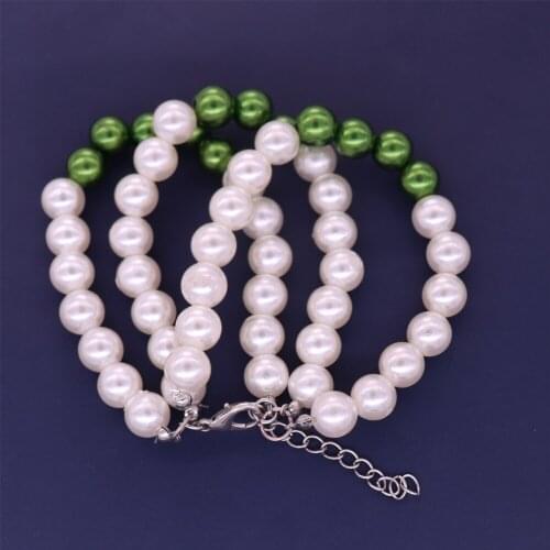 Factory Directly Drop Sale White Green Pearl Three Lines Incorporated Links Sign Sorority Bracelets Women Gift Jewelry