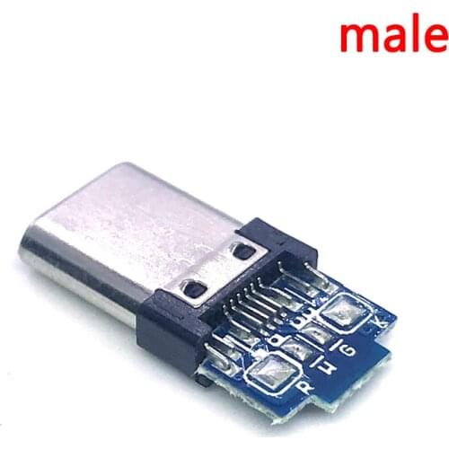 15pcs Type C USB 3.1 Connector 16PIN Fast Charging Male Riveting Socket Plug To Solder Wire Suitable For Samsung S8S9 Phones etc