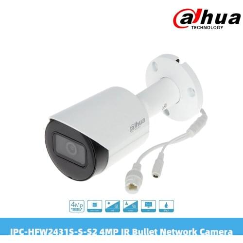 Dahua IPC-HFW2431S-S-S2 4MP Lite IR Fixed-Focal Bullet Network Camera IP67 PoE H.265 & H.264 Dual-Stream Encoding 1080P