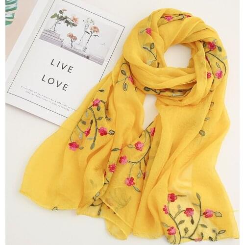 India Bohemian Chiffon Scarf Women Muslim Hijab Print Scarves Beach Flower Shawl Wrap Embroidered Scarf Ethnic Bandana 180*75cm