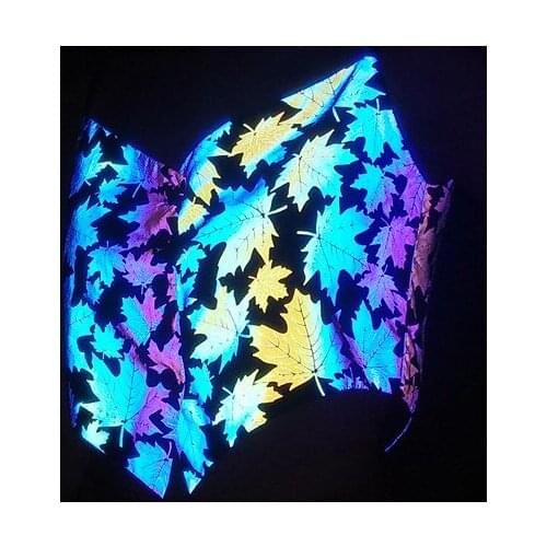 Summer Fashion Maple Leaf Colorful Reflective Vest Women Sexy Tank Top Rainbow Color Reflective Crop Top Casual Gilet