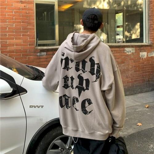 Harajuku oversize hoodis men cardigan zipper hooded sweatshirts spring autumn letter print long sleeve all-match loose clothes