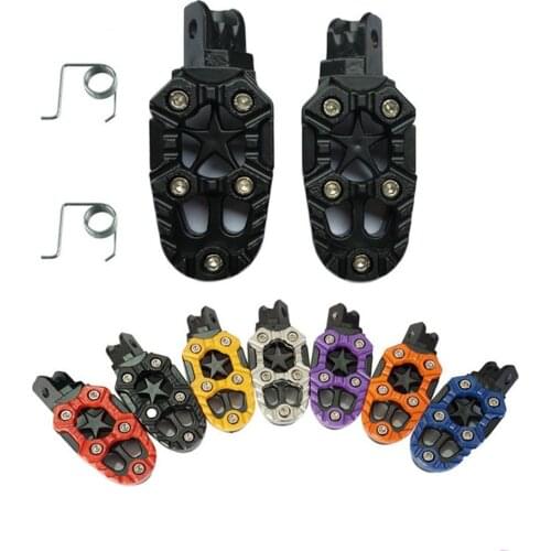 1 Pair Universal 8mm Metal Motorcycle Foot Pegs Pedals Footrests with Spring for dirt Pit Bike