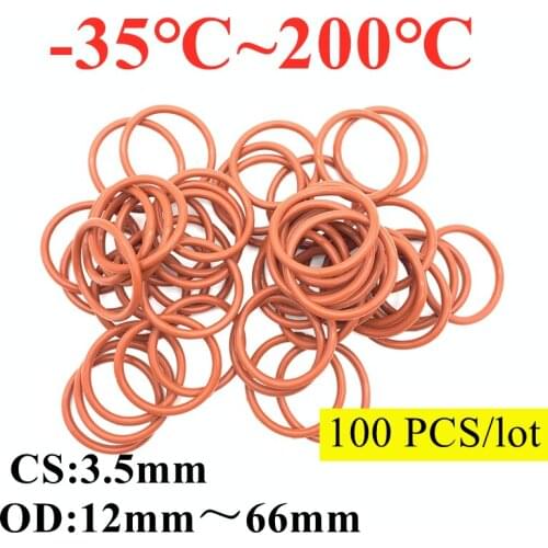 100pcs VMQ O Ring Seal Gasket Thickness （CS 3.5mm OD 12 ~ 46mm） Silicone Rubber Insulated Waterproof Washer Round Shape Nontoxi