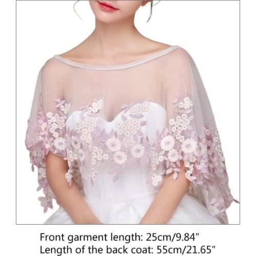Female Summer Wedding Jacket Bolero Pink Flower Embroidery Appliques Tassels Bridal Sunscreen Shawl Wraps Evening Cape W0YA