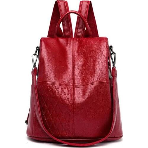 Women Leather Backpacks Fashion Female Multifunction Shoulder Bag Sac A Dos Travel Ladies Bagpack Mochilas School Bags for Girls