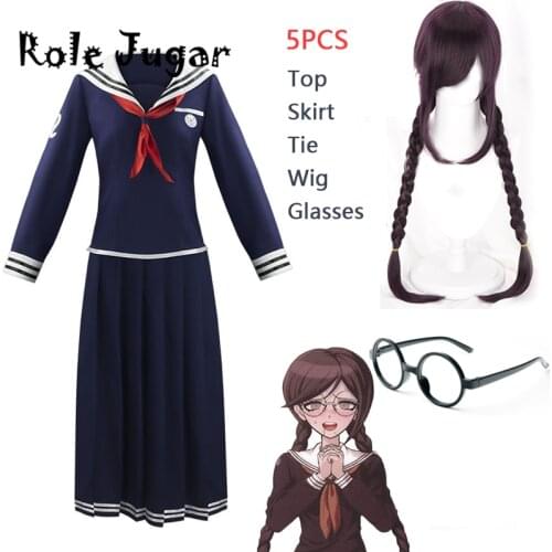 Anime Danganronpa Toko Fukawa Cosplay Costume School Uniform Dangan-Ronpa 2 Cosplay Skirt Wig Sailor Skirt Outfit Women Girls