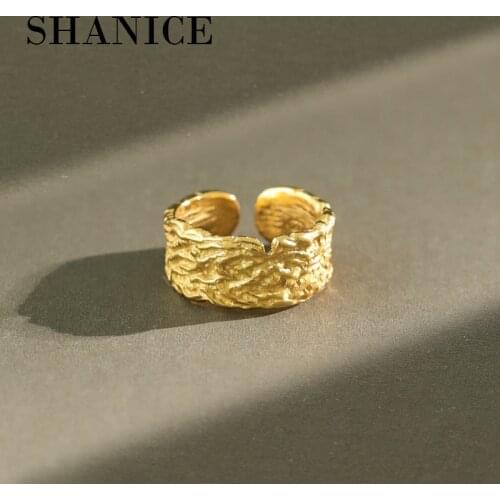 SHANICE S925 Sterling Silver Open Ring Irregular Concave-convex Rings for Women Bridal Wedding Finger Rings Christmas Gifts
