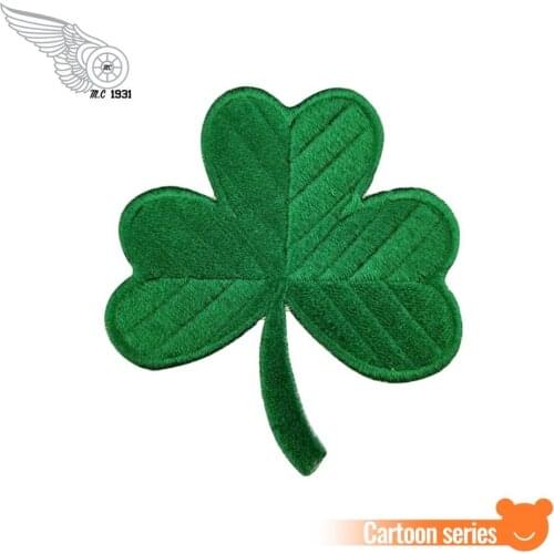 10/pcs 3 inches Green Luck leaf Classic Irish Clover Dark Green Lucky Shamrock Embroidered Patch Wholesale Appliqued