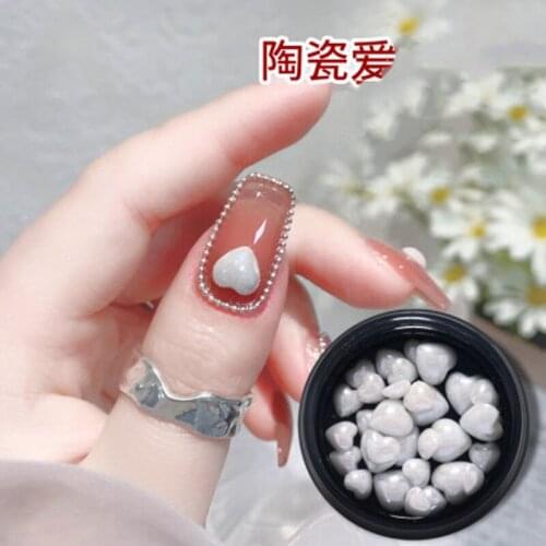 100pcs Heart Ceramics Nail Art Decoration Nails Charms Manicure Nail Art Decorations Accessories Multi-Color 3D Nail Art Kit