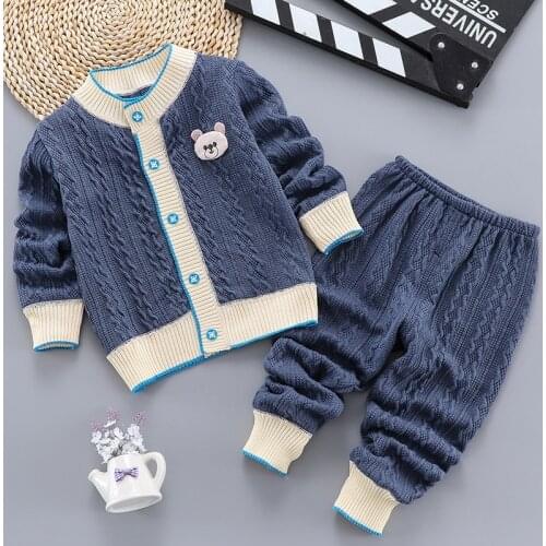 LZH Childrens Clothes 2020 New Autumn Winter Plus Velvet Keep Warm Knit Cardigan Casual Cartoon Jacket Suit For Baby Boys Girls
