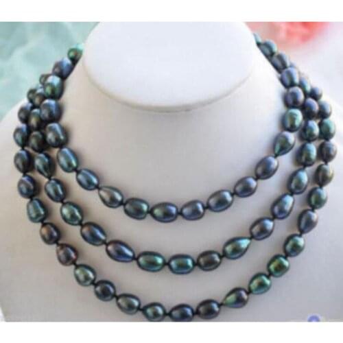 9-10mm New Tahitian Black Natural Pearl Necklace