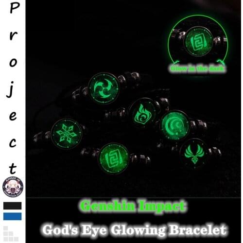Anime Jewelry Game Genshin Impact Prop Eye of God Bracelet Project Water Fire Wind Thunder Rock Ice Luminous Kids Gifts Gems Toy